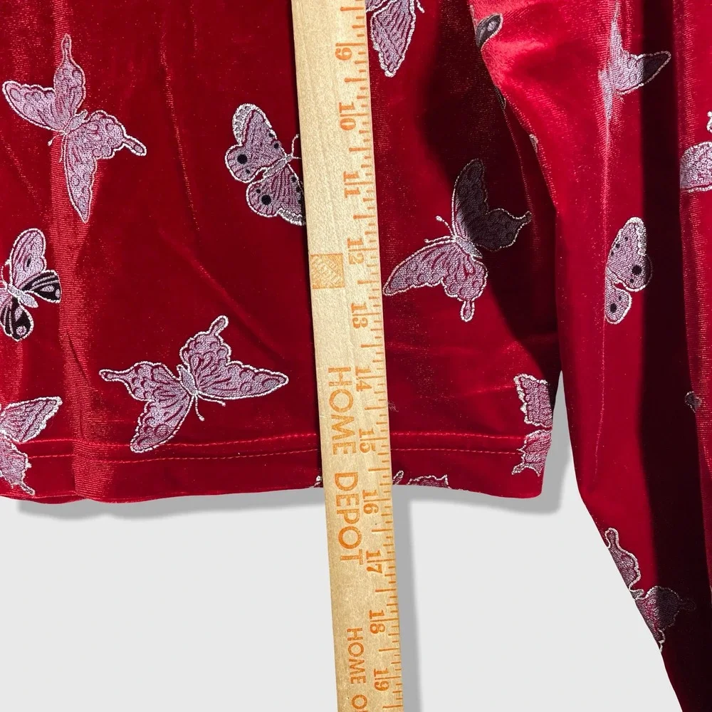 Napoli Velvet Butterfly Cardigan Women Size M Red Y2K Whimsigoth Fairycore